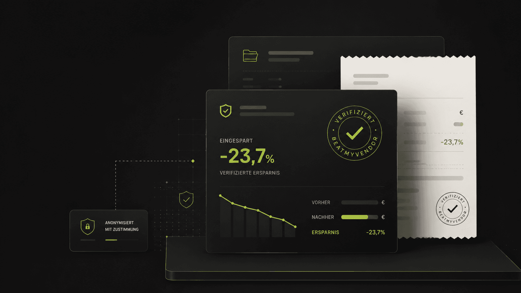 Illustration of a verified software deal with lower pricing and documented savings.